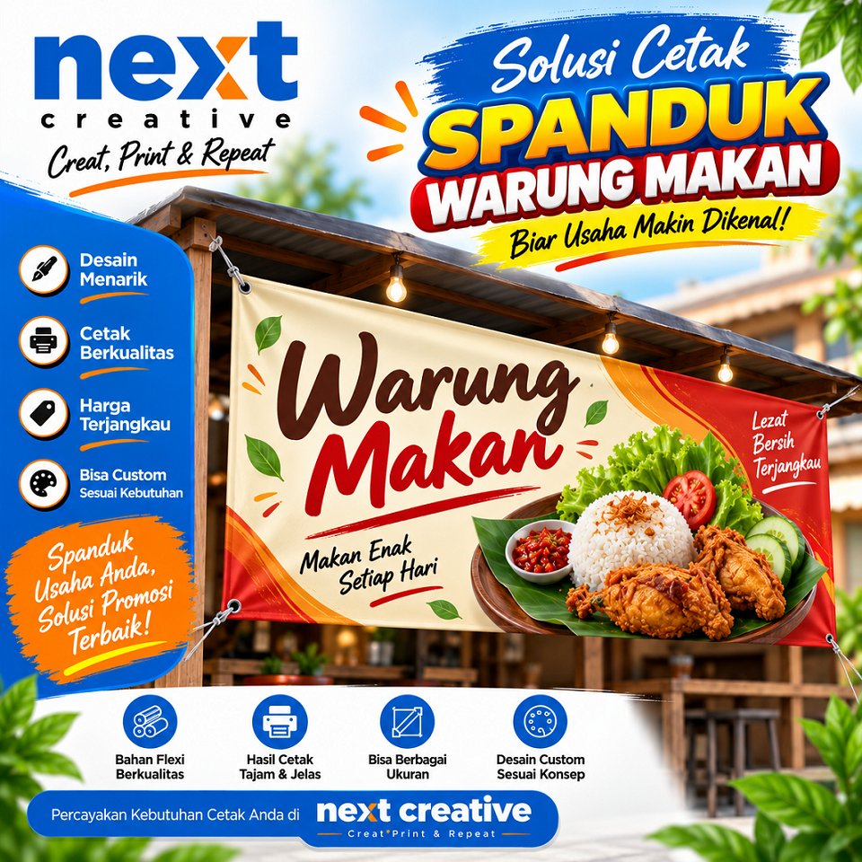 CETAK SPANDUK WARUNG| BANNER | MMT | BALIHO | UKURAN DAN DESIGN CUSTOM | FREE DESIGN CUSTOM | BAHAN 