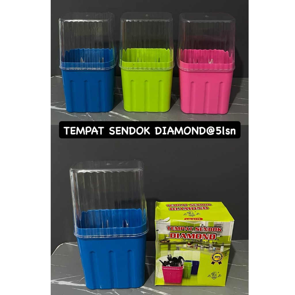 Tempat Sendok dan Garpu Dengan Tutup Diamond Tempat Sendok Tertutup Wadah Sendok Garpu