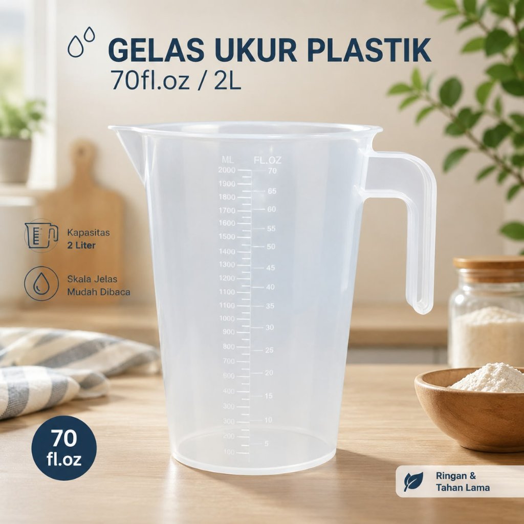 Beaker Plastik 2000ml / Gelas Kimia Plastik 2000ml / Griffin Beaker / Gelas Beaker Dengan Handle 2L