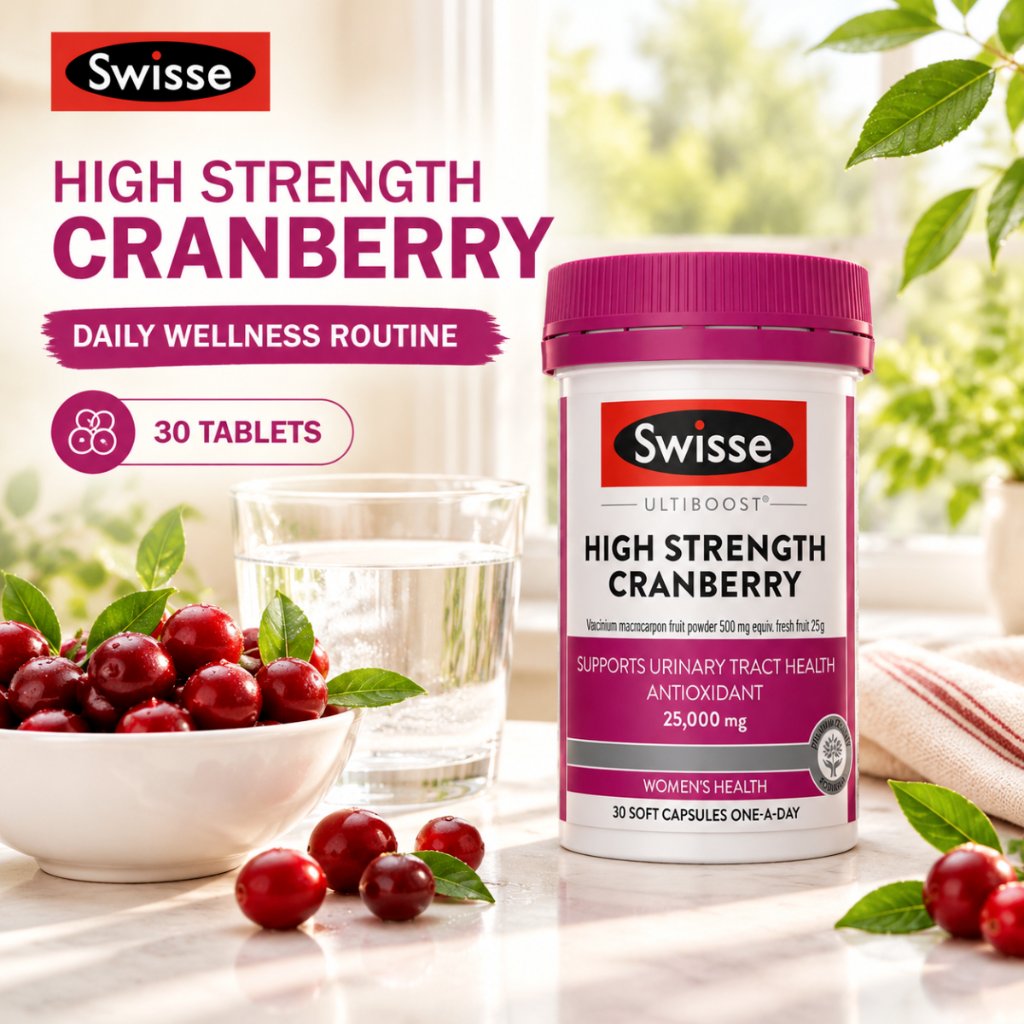 Swisse High Strength Cranberry 30 Capsules Ekstrak Cranberry Suplemen Wanita