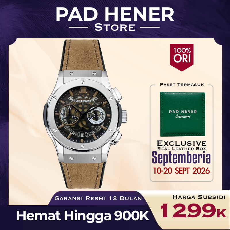 PAD HENER LEXICON II Jam Tangan Heksagonal Analog Pria Original Tali Kulit Suede