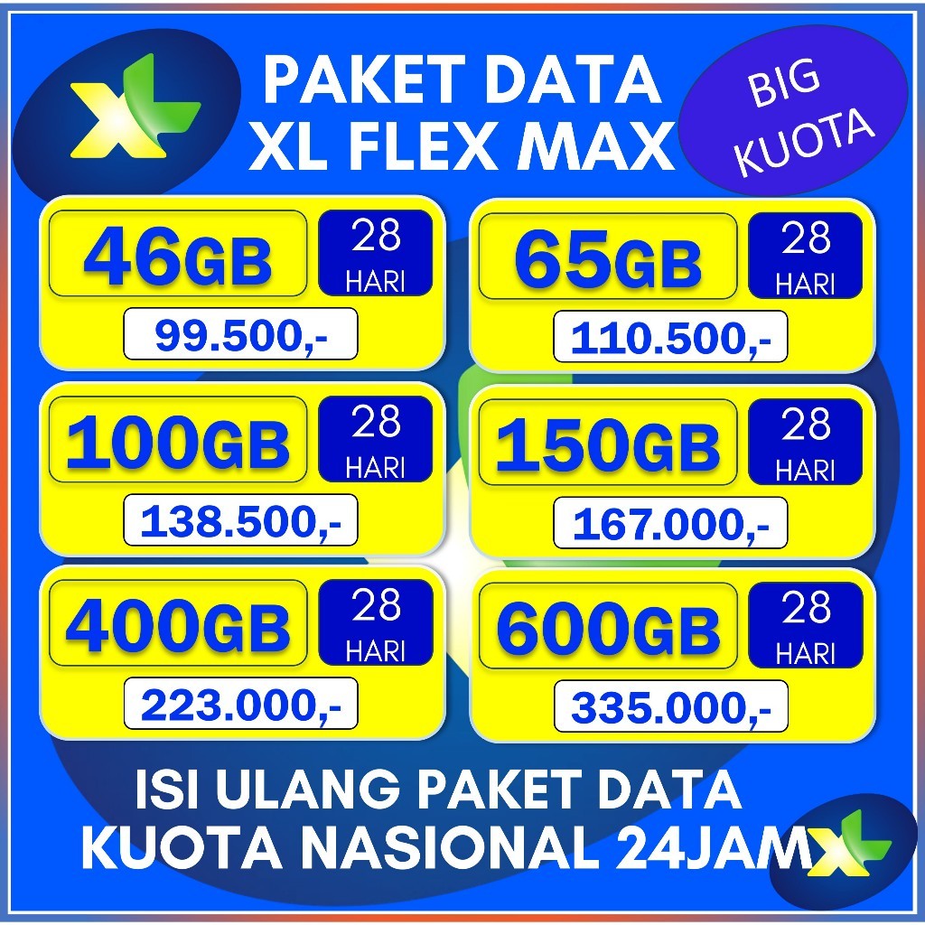 Paket Data XL FLEX  MAX BIG KUOTA NASIONAL
