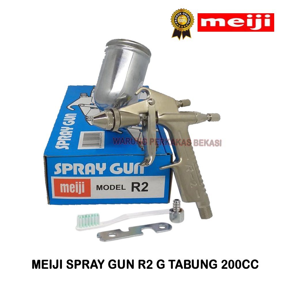 Meiji R2 Spraygun Tabung Atas Gravity Feed 0.6mm Nozzle 200cc Spet Alat Semprot Cat Cet Taiwan