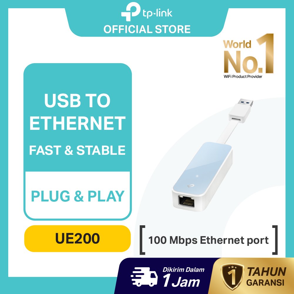 TP-Link | UE200 | USB Lan Adapter | USB 2.0 To Fast Ethernet | 100Mbps RJ45 | Plug And Play | Compat