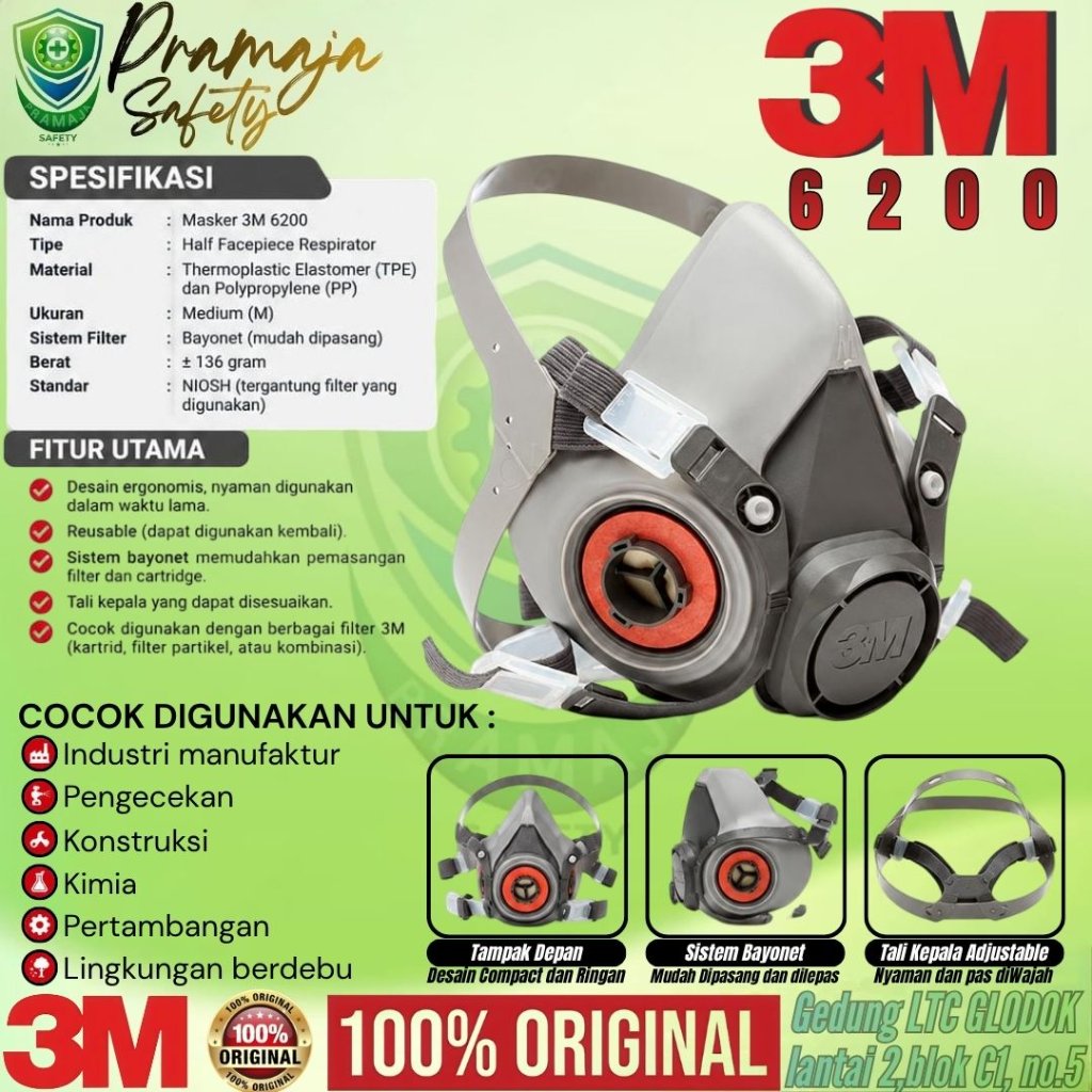 Masker 3M 6200 Original / Masker Respirator