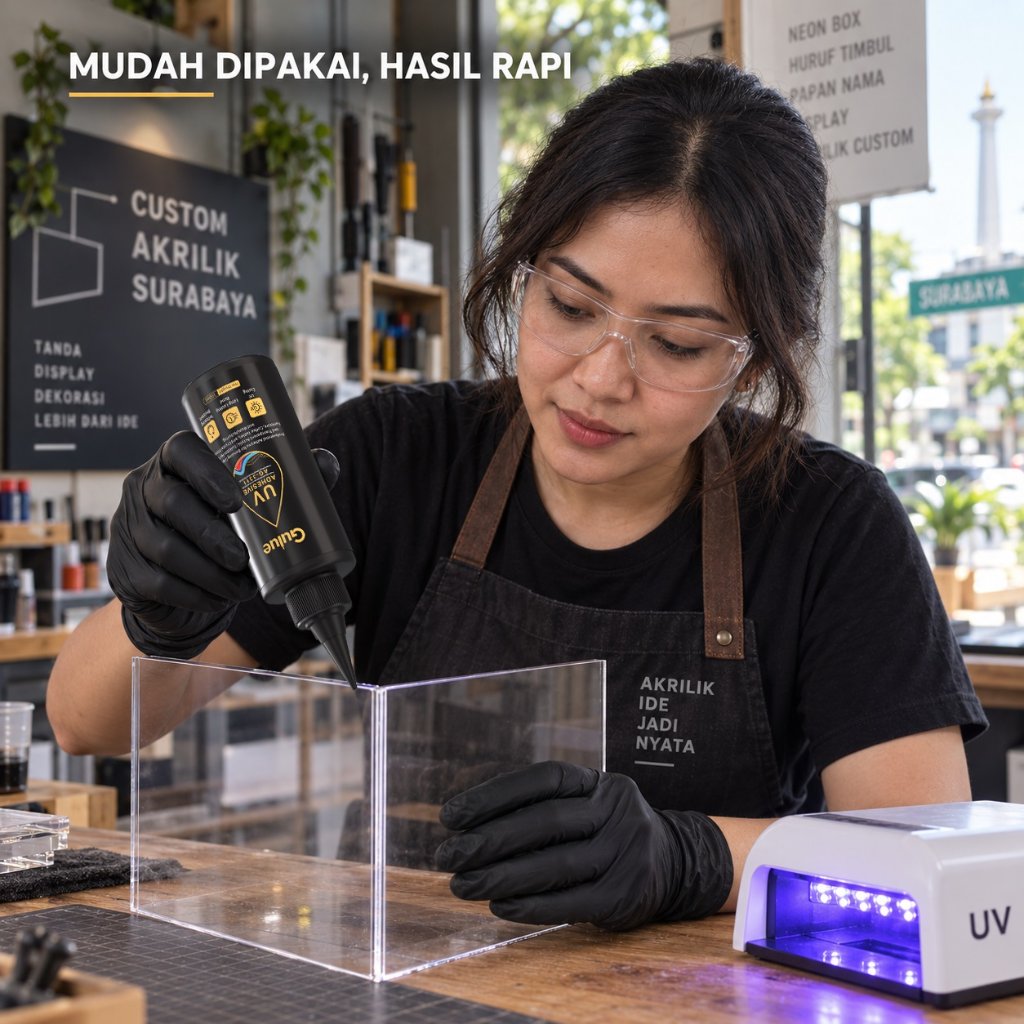 Lem Sinar UV untuk Kaca, Akrilik, Kristal dan Kerajinan Transparan 25ml/50ml — Gulue AG-3311