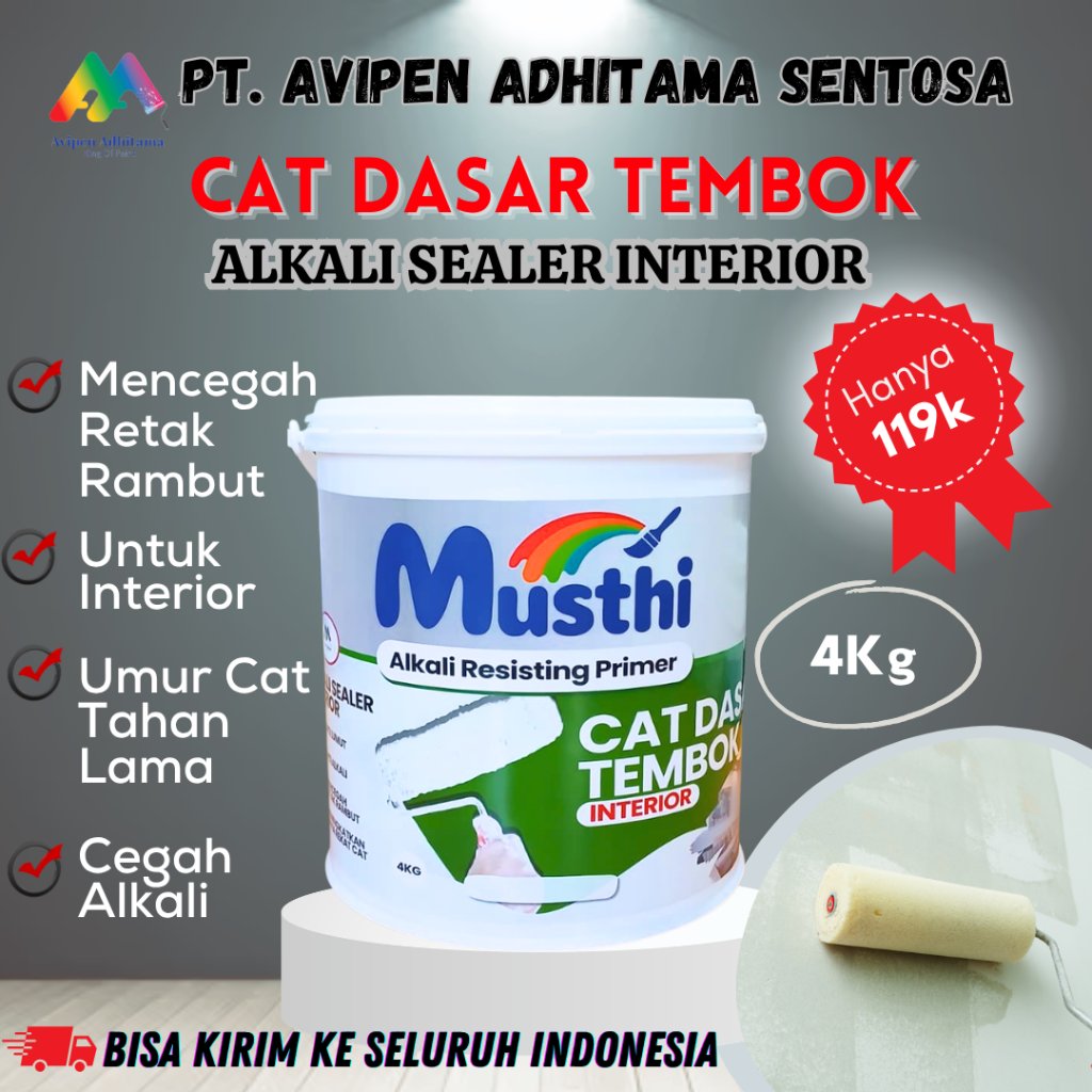 Cat Dasar Tembok Alkali Sealer Interior Musthi Paint 4 Kg Cat Alkali Sealer
