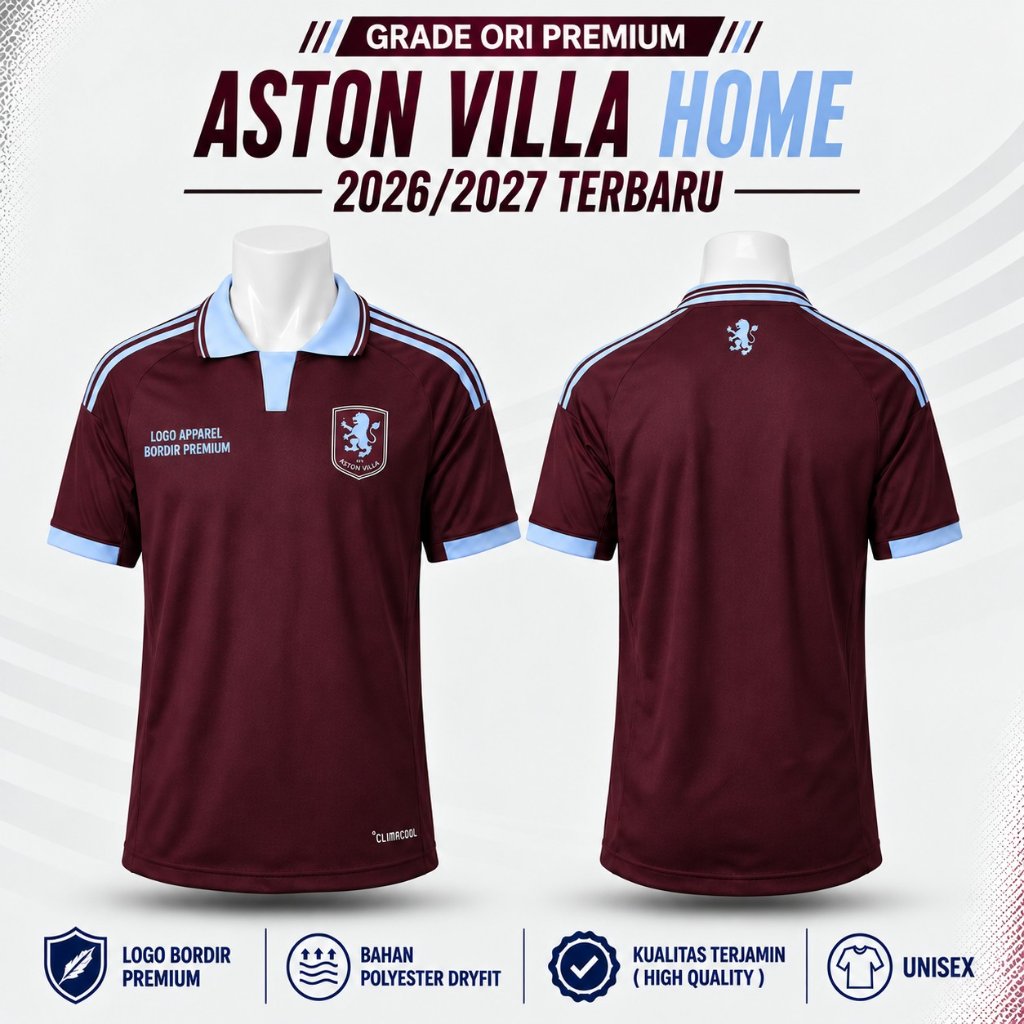 ( GRADE ORI ) Jersey Bola Aston Villa Home 2026/2027 New Grade Ori PREMIUM