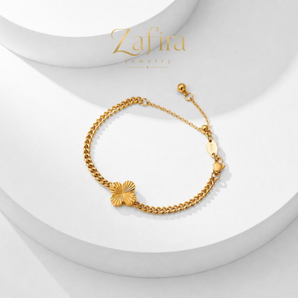 ZAFIRA - Hania Gelang Tangan Serut Titanium Anti Karat Korean Style | Perhiasan Aksesoris Wanita Ban