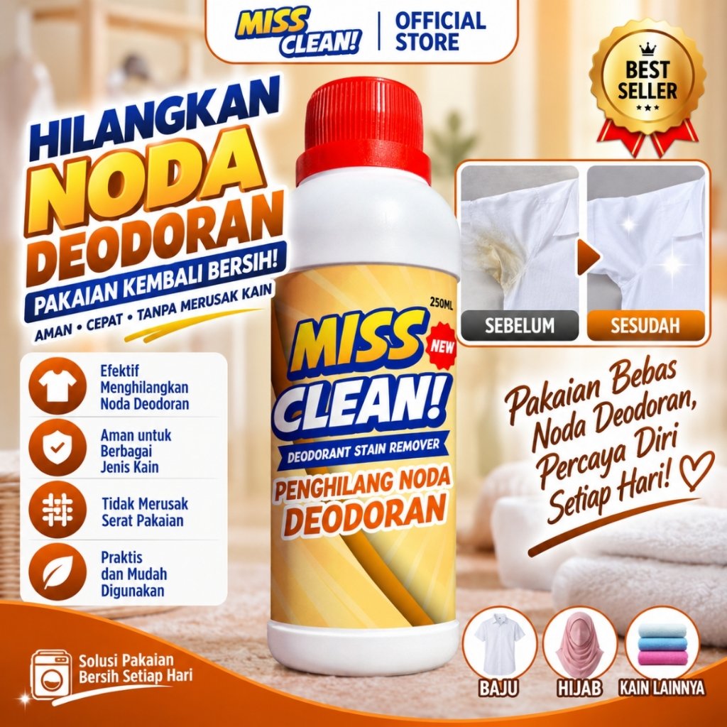 Penghilang Noda Deodoran Membandel di Baju Cleaner Bekas Ketiak Kuning dan Putih Ampuh Bersih