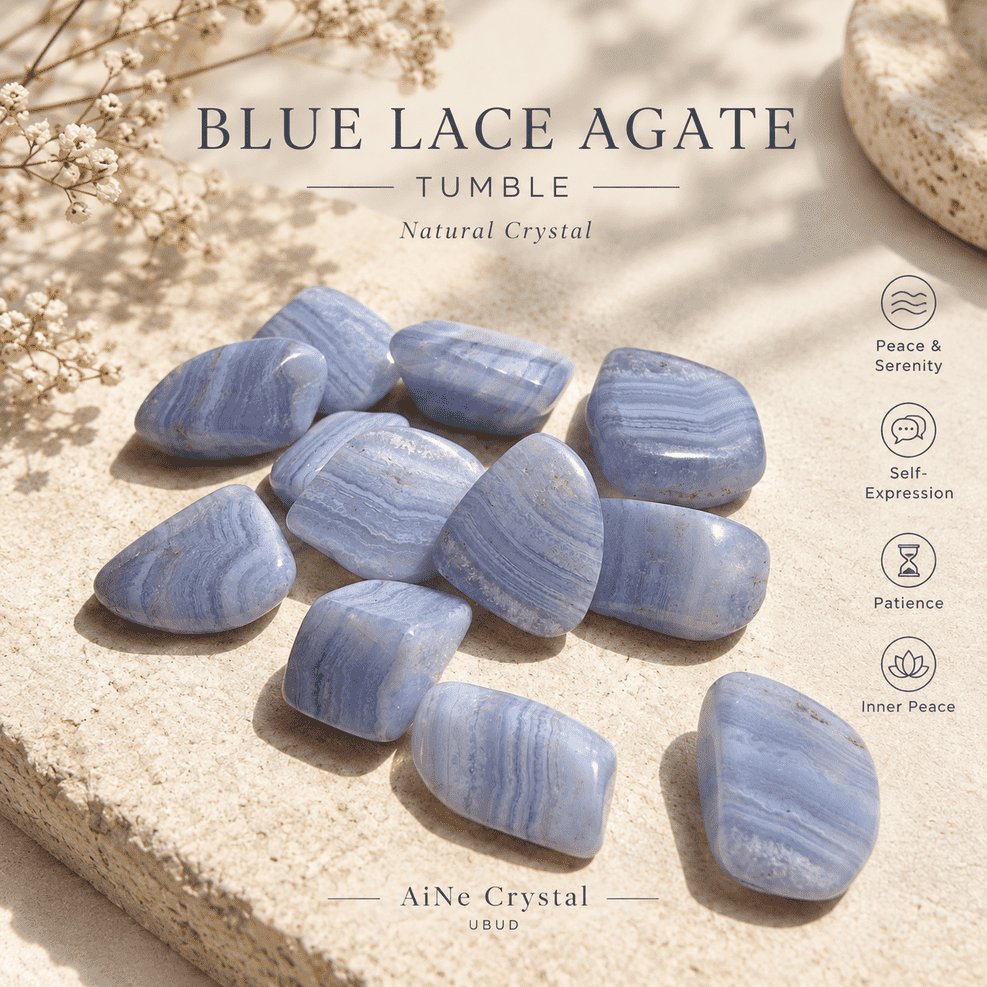 Blue Lace Agate Tumble Natural | Batu Blue Lace Agate | Crystal Stone