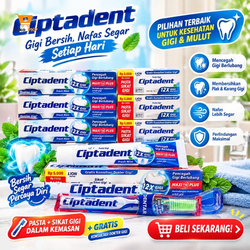 CIPTADENT PASTA GIGI 75G + FREE SIKAT GIGI CIPTADENT