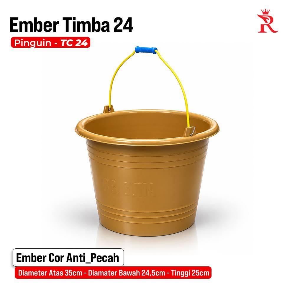 Ember Plastik Coklat 17 Liter Ember Cor Proyek Cor - 24 Pinguin Tebal Elastis