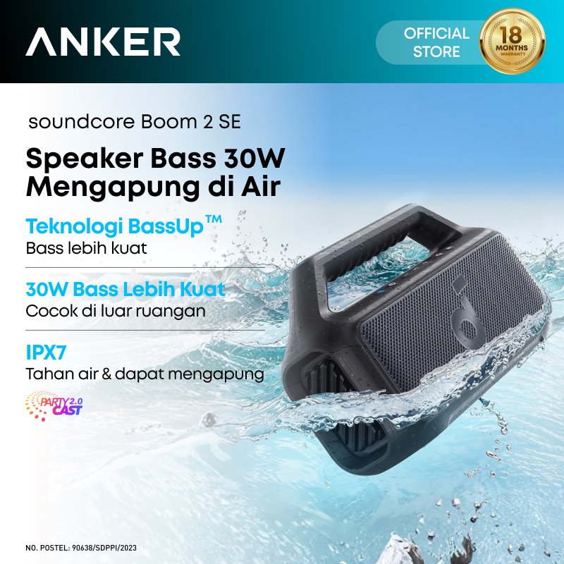 Anker soundcore Boom 2 SE, speaker, 30W RMS and BassUp Technology, 18 Hours of playback, Syncs +100 