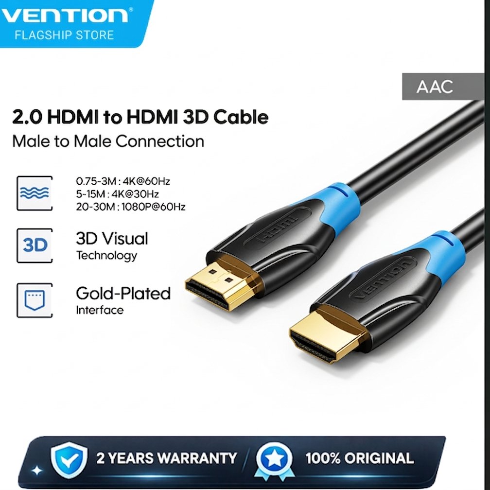 Vention Kabel HDMI Cable 3D UHD 4K 60Hz 30Hz 1080P PVC Material 10M 15M 20M - AAC