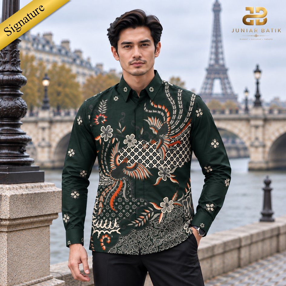 Juniar Batik Signature Lokananta - Kemeja Batik Pria Premium Lengan Panjang Slimfit Bahan Katun Lapi