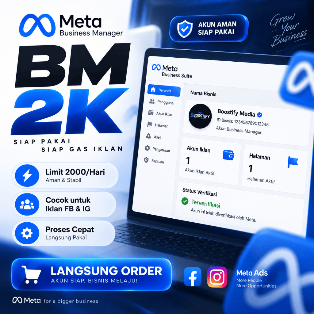 META BUSINESS MANAGER VERIFIED + WHATSAPP LIMIT 2000/HARI  SIAP IKLAN , FANSPAGE