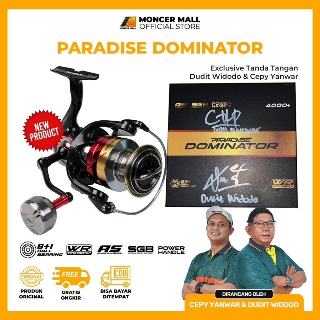 Reel Pancing Paradise Dominator – Putaran Super Halus + Knob Metal Kuat 8+1 Bearing Stabil Gaphite B