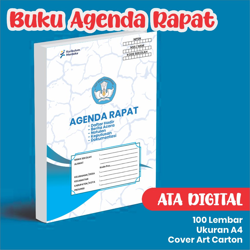 Buku Rapat A4 Buku Agenda Rapat Notulen Daftar Hadir Berita Acara Administrasi Rapat