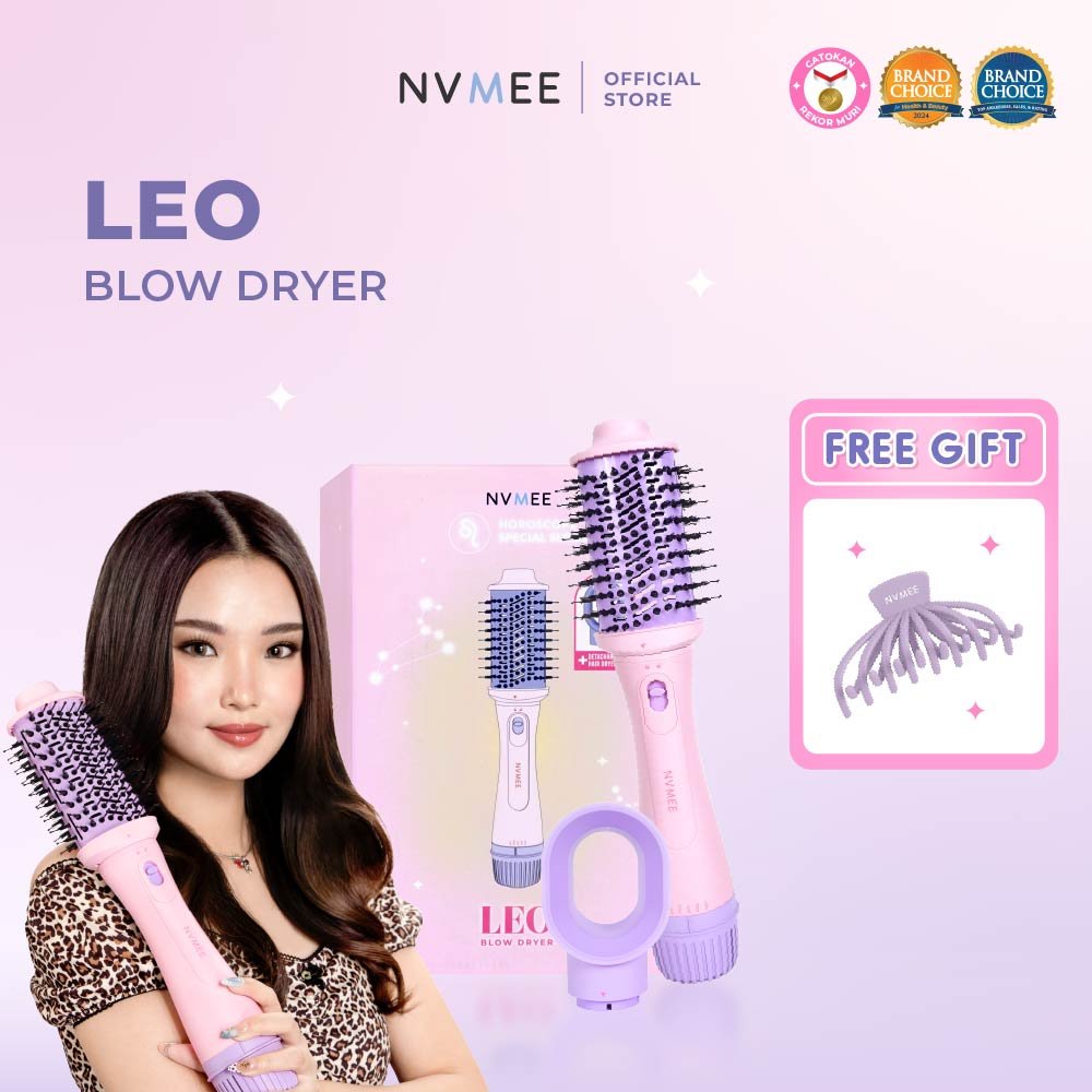 NVMEE Leo Blow Dryer - Sisir Pengering 600W 2in1 Hair Dryer Low Watt Dual Attachment