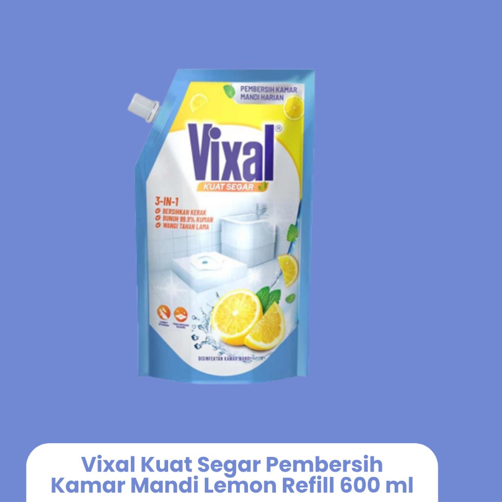 Vixal Kuat Segar Pembersih Kamar Mandi Lemon Refill 600 ml