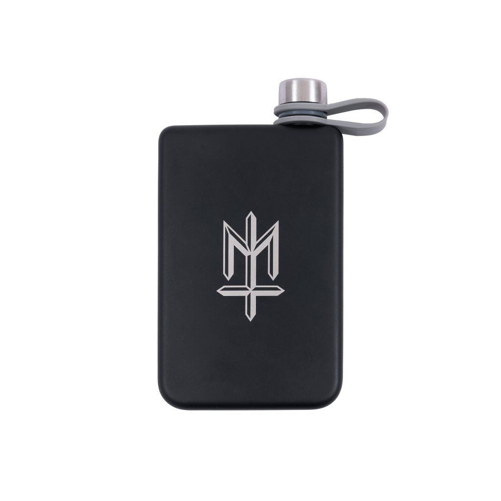 FLASKAL The Age Of Penumbra MATERNAL DISASTER Black matte stainless steel hip flask / water storage 