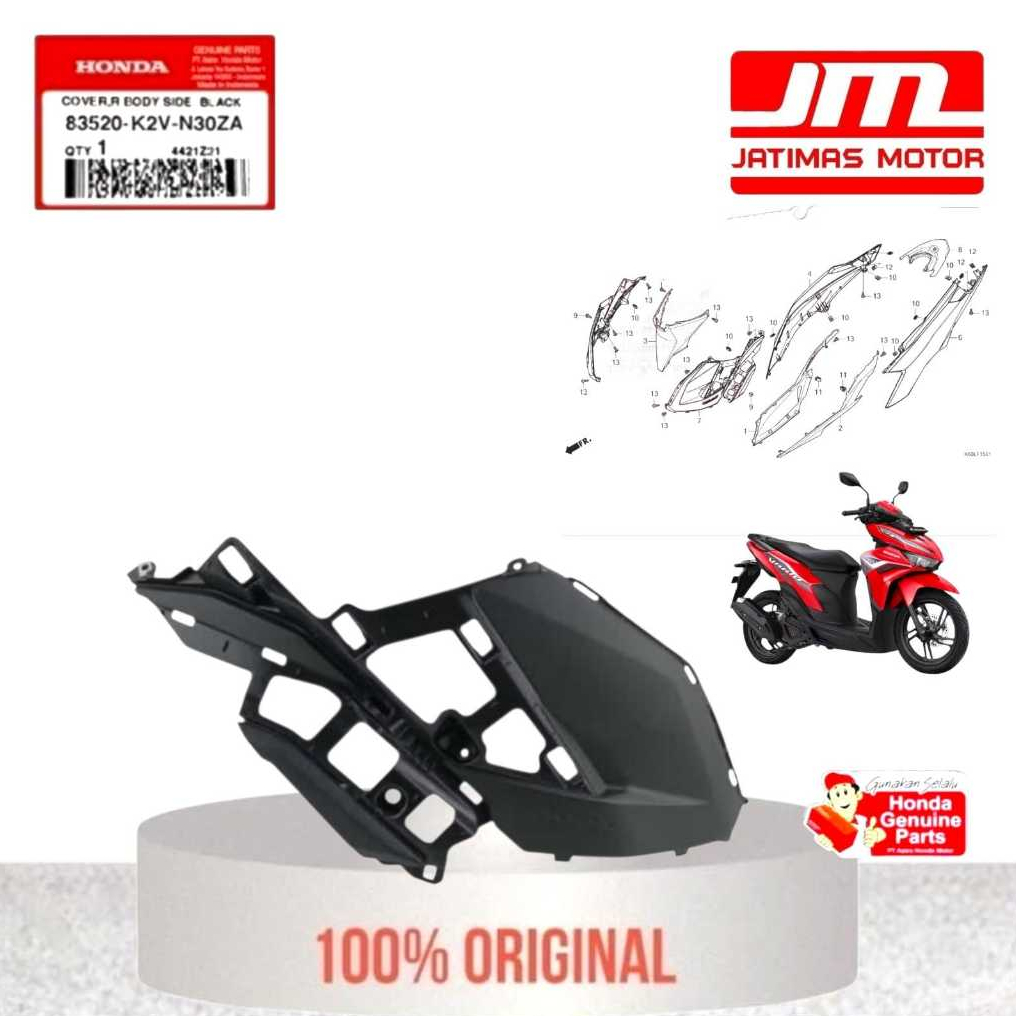 83520-K2V-N30ZA 83620-K2V-N30ZA Cover Body Kasar Samping Kiri Kanan Vario 125 New 2023 2024