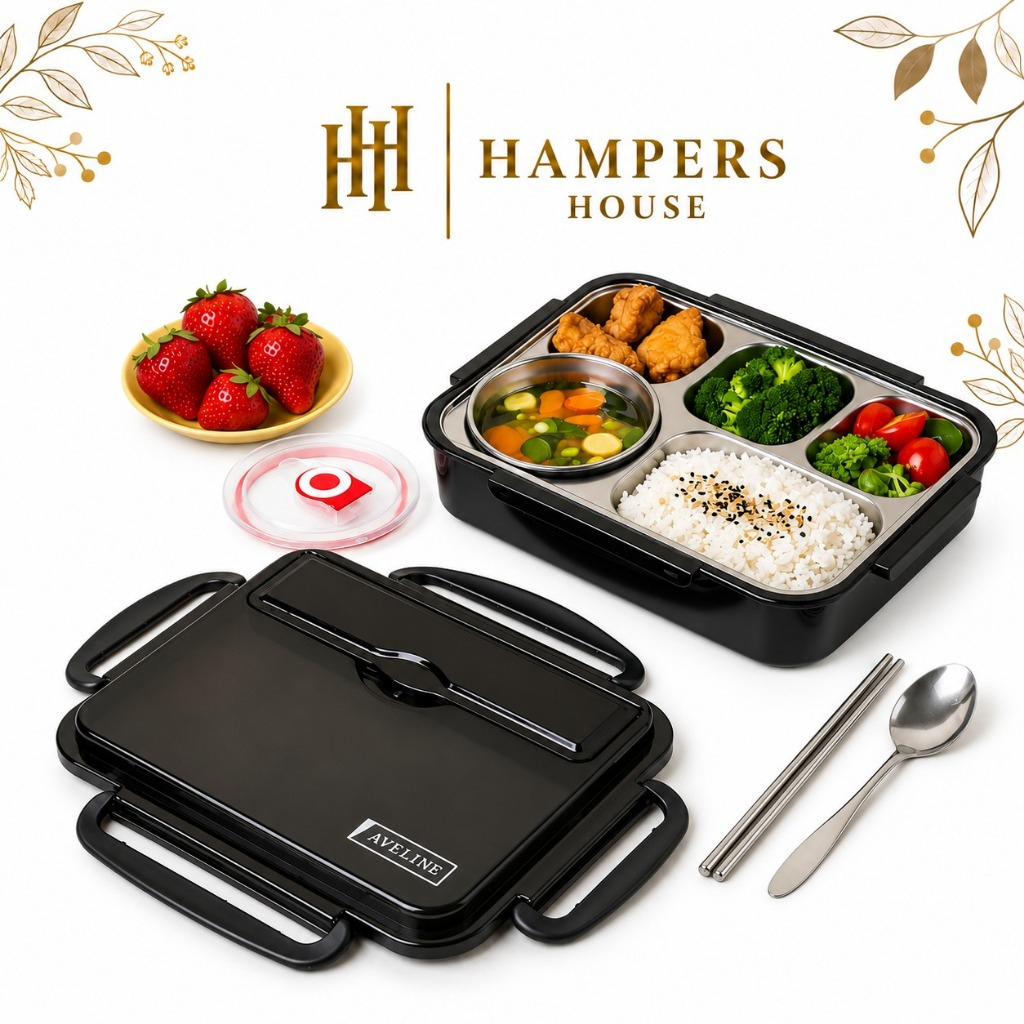 HAMPERSHOUSE LUNCH BOX KOTAK MAKAN 4 SEKAT 5 SEKAT SUS 304 STAINLESS STEEL / LUNCH BOX STAINLESS TAH