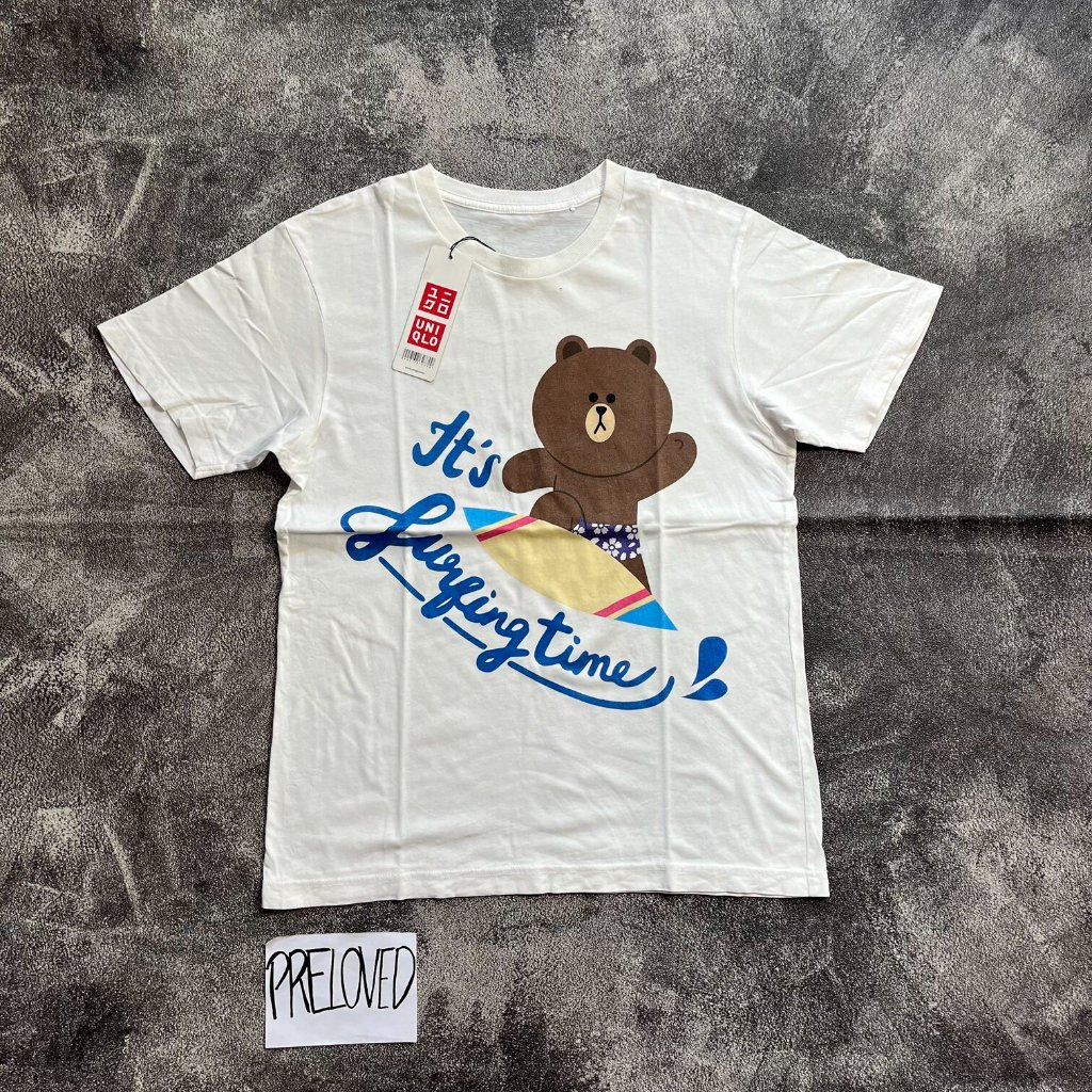Tshirt Uniqlo UT x Line Kaos Putih ukuran M