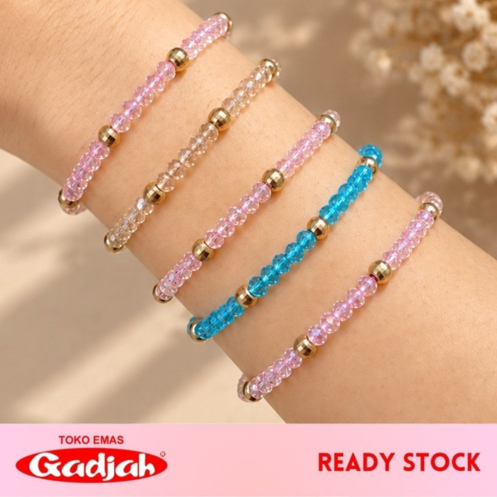 Gelang Emas Tali Kristal Glossy 4 Boba - Toko Emas Gadjah