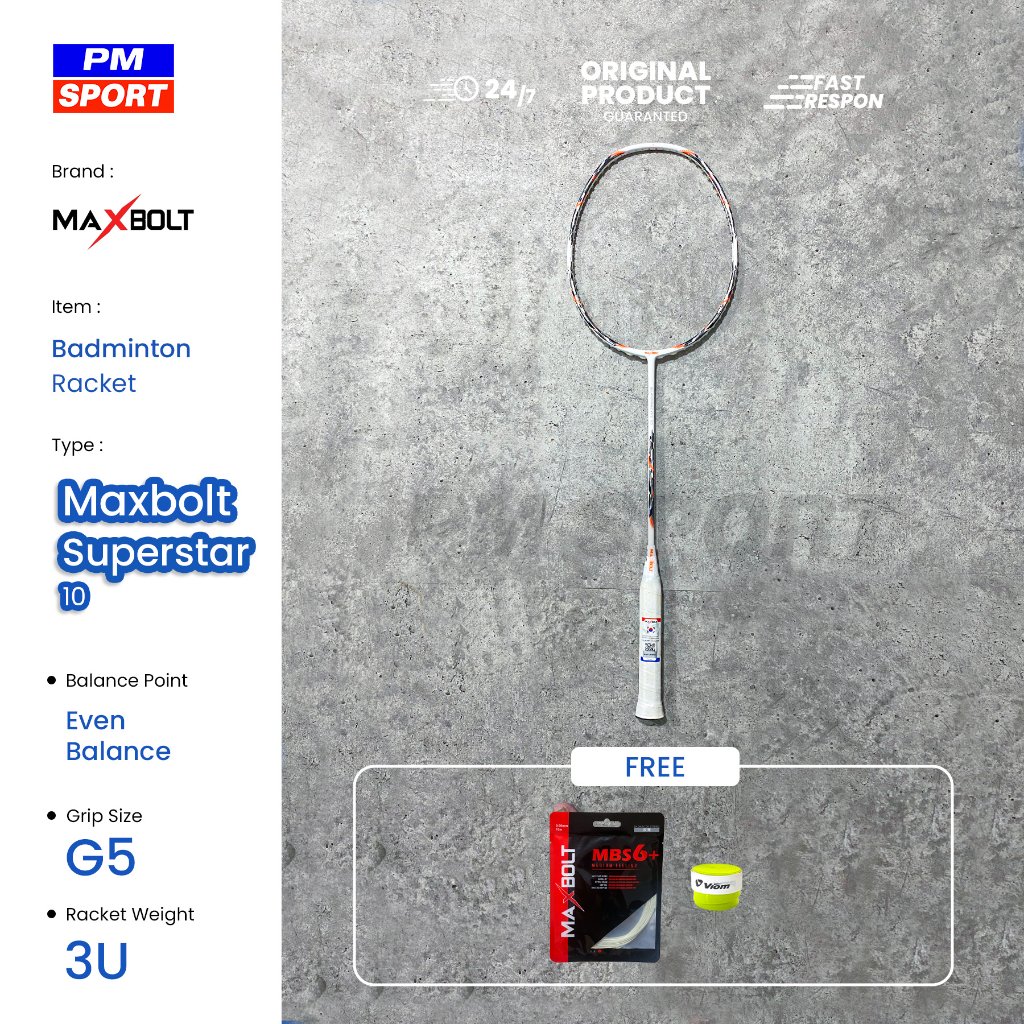 RAKET BADMINTON MAXBOLT SUPERSTAR 10 BULUTANGKIS ORIGINAL