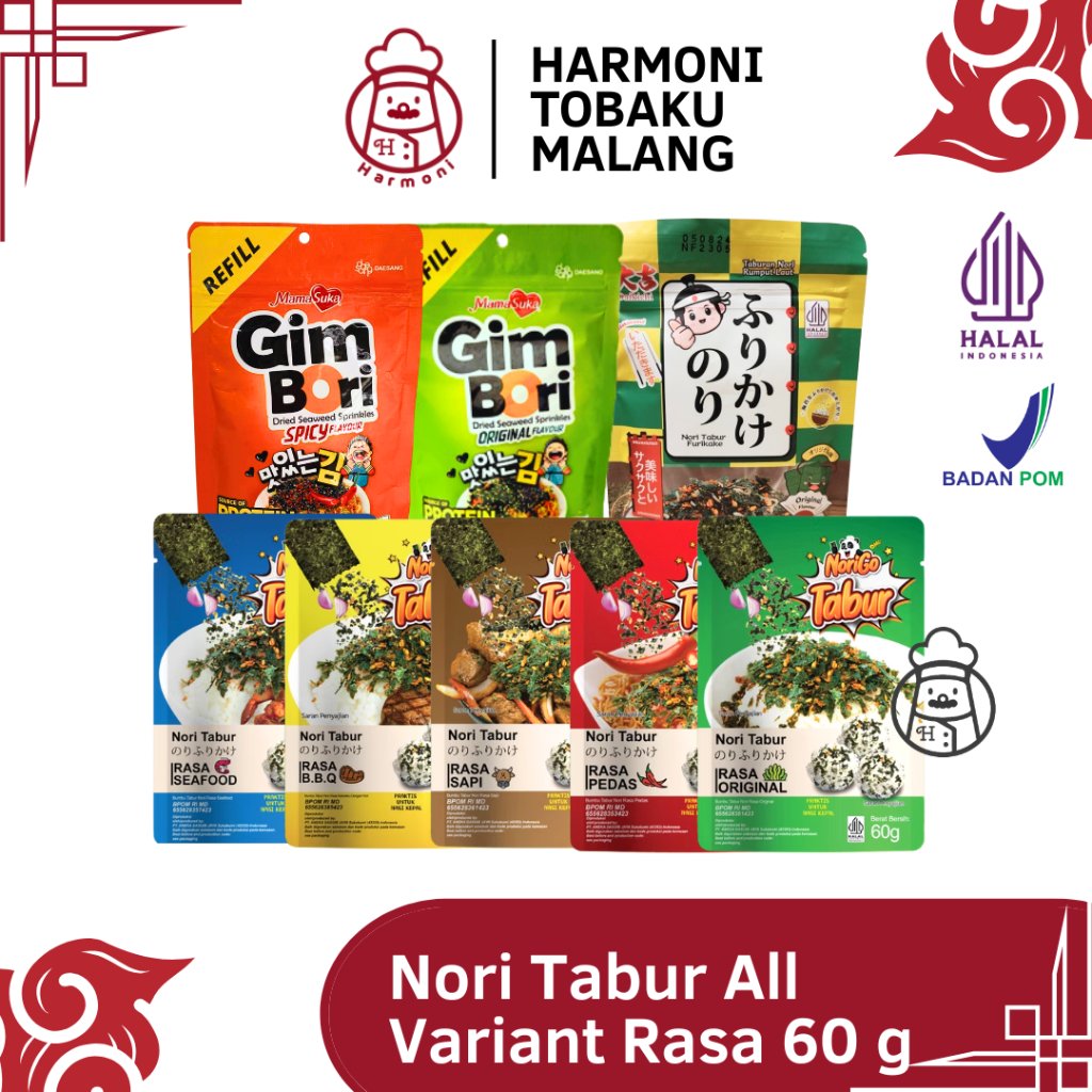 NORIGO Nori Tabur 60 g Halal | Abon Nori & Nori Tabur | Taburan Rumput Laut Kering | Norigo Mamasuka
