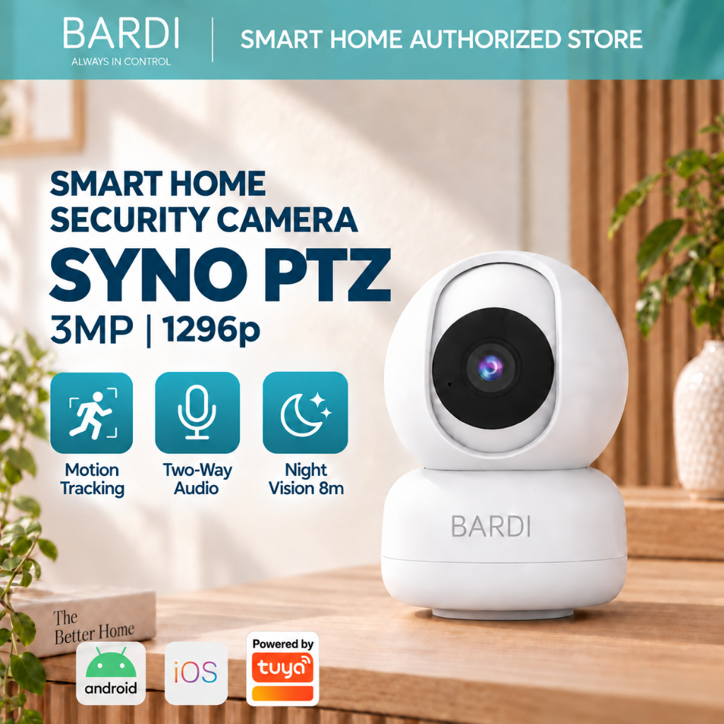 BARDI CCTV IP Camera Indoor PTZ SYNO 3MP | Indoor PTZ 5MP Smart 1080p 360° Kamera Pantau Jarak Jauh 