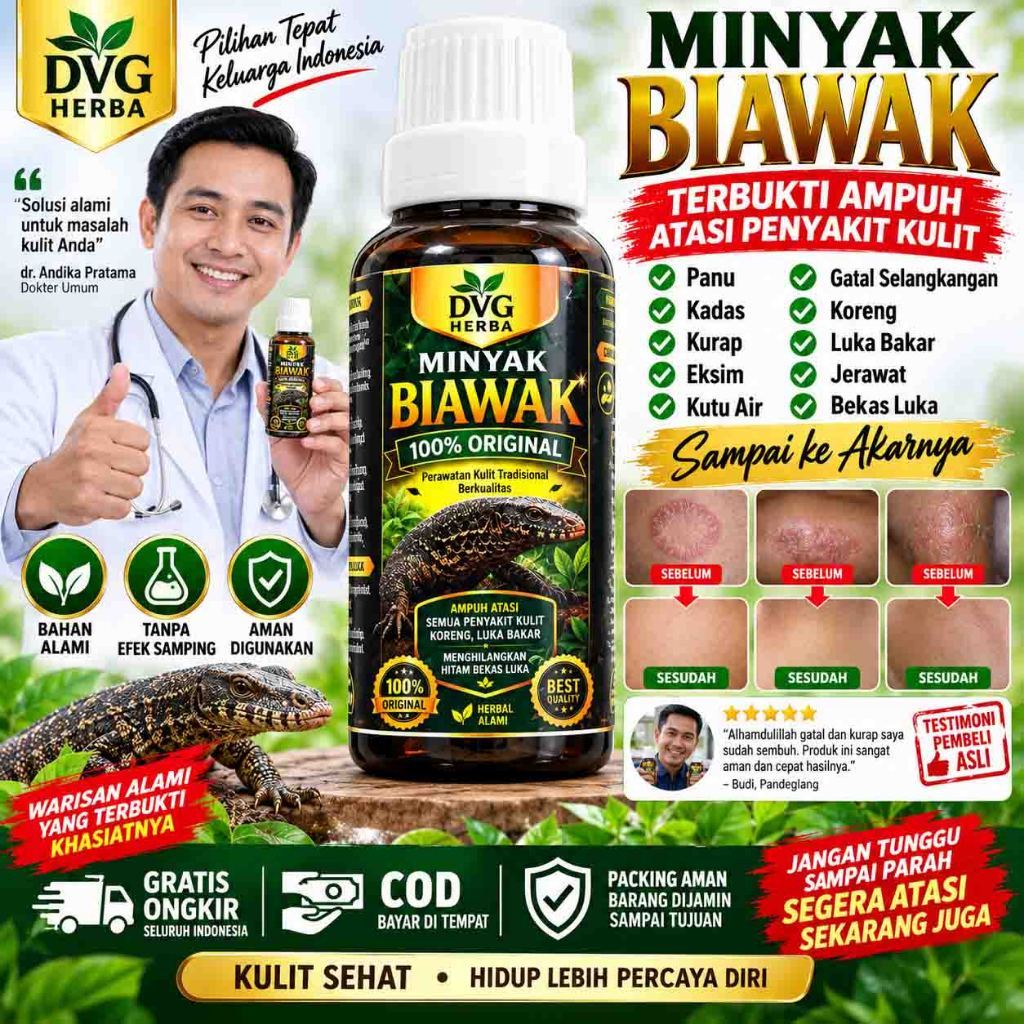 Minyak Biawak 100 % Original Atasi Penyakit Kulit Panu Kasas Kurap Eksim Kutu Air Gatal Selangkangan