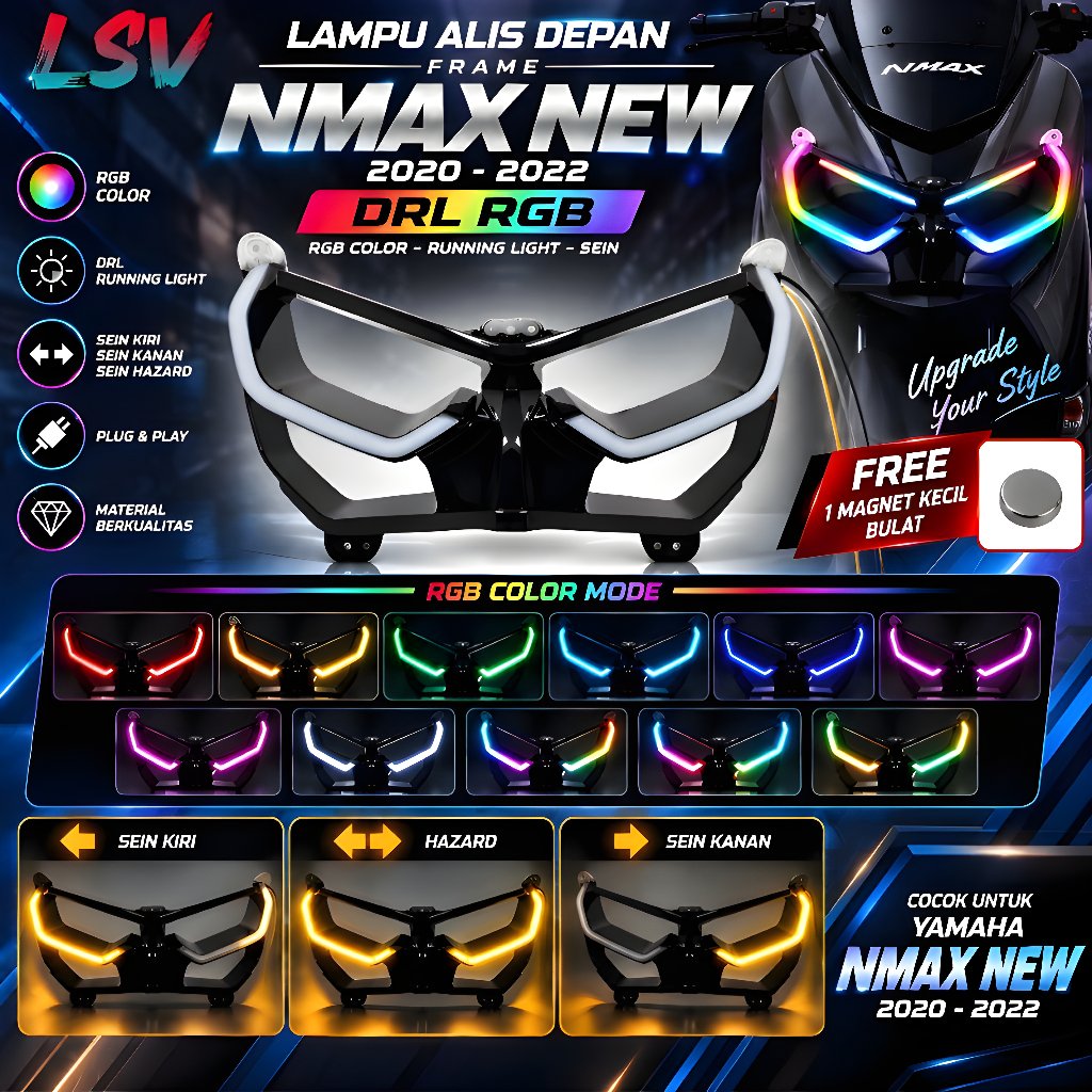 Frame Headlamp Nmax New Lampu Alis DRL CKS RGB Depan Nmax New Plus Frame All New Nmax 2020 2021 2022