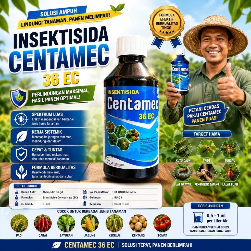 Insektisida Centamec 36 EC ( Abamektin 36 g/l) 1 LITER