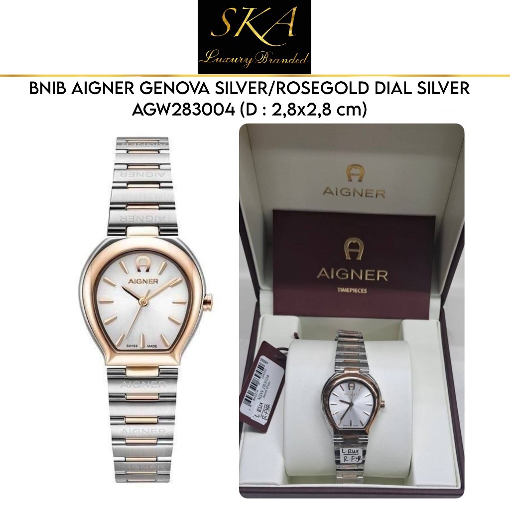 WATCH AUTHENTIC AIGNER GENOVA SILVER/ROSEGOLD DIAL SILVER AGW283004