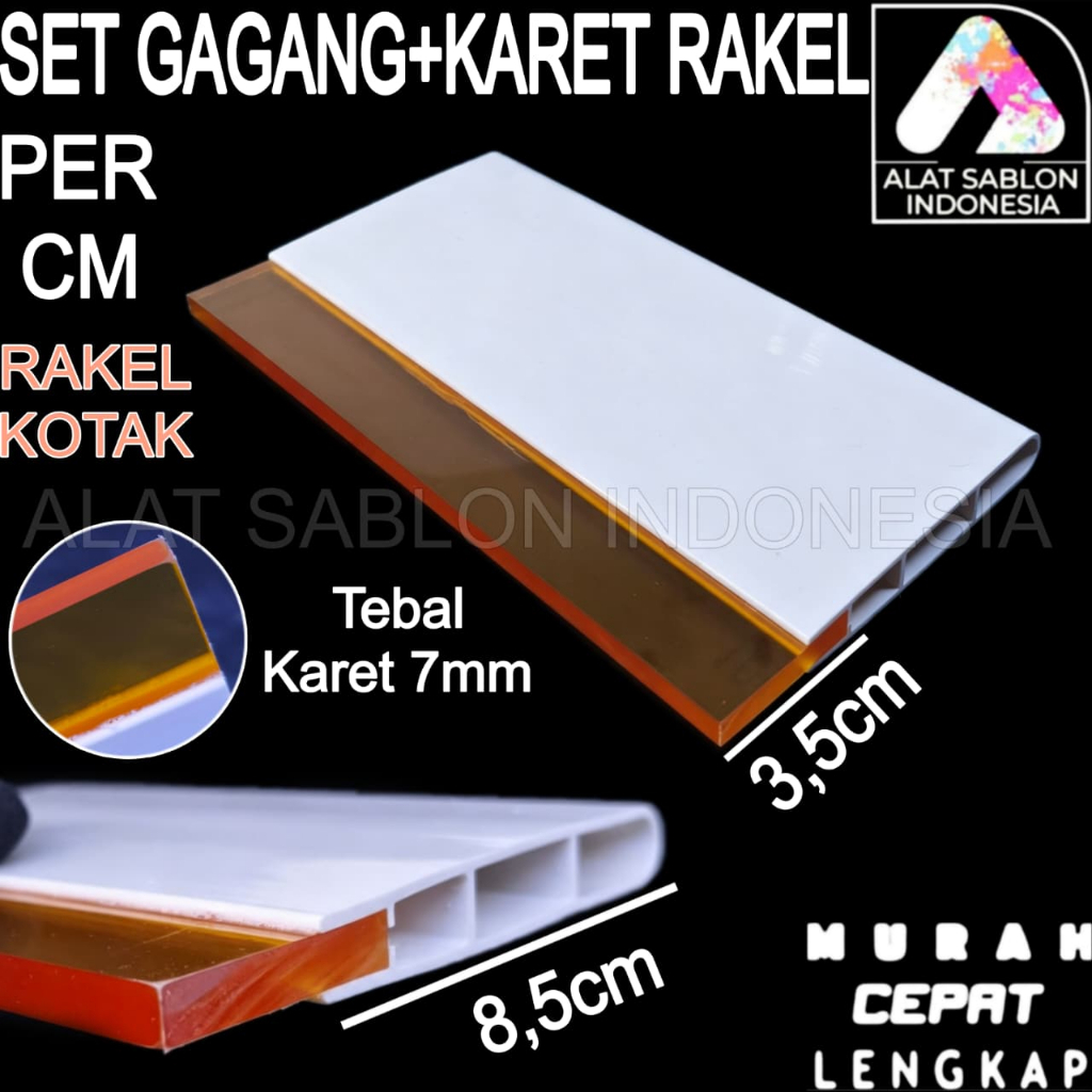 SET RAKEL SABLON GAGANG PLASTIK TEBAL KARET 7MMX35MM PER CM