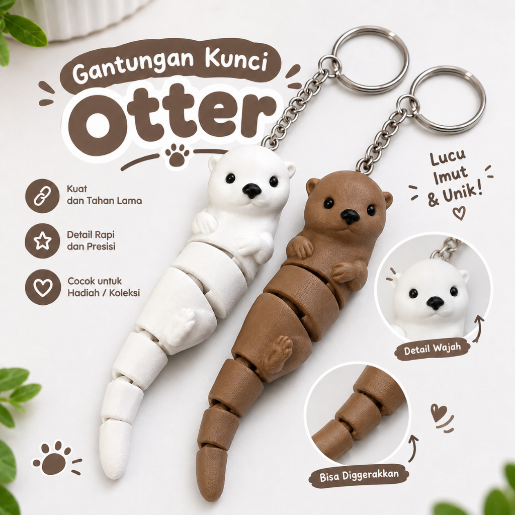 Gantungan Kunci Otter Lucu – Keychain Hewan Berang-Berang Unik