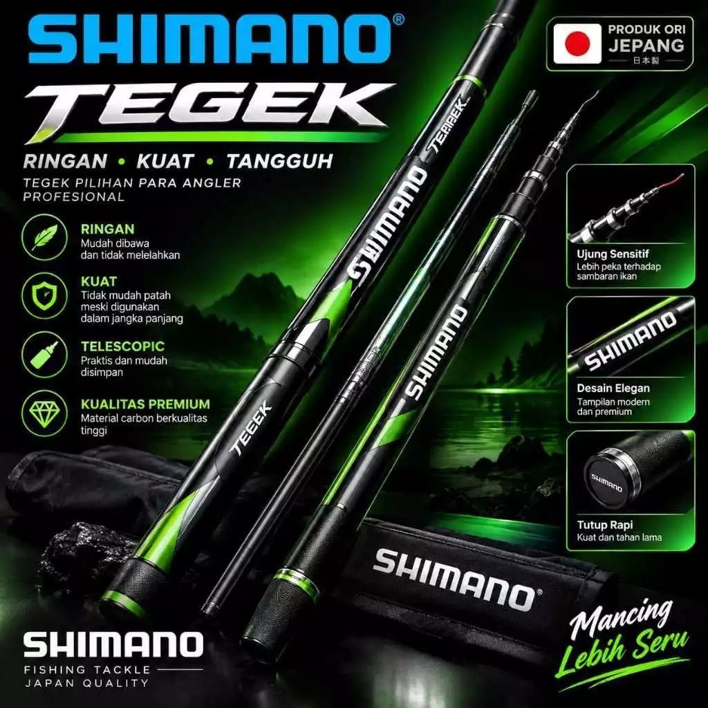 Joran Pancing Shimano Borderless Tegek Premium Teleoskopik Produk Asli Jepang 360
