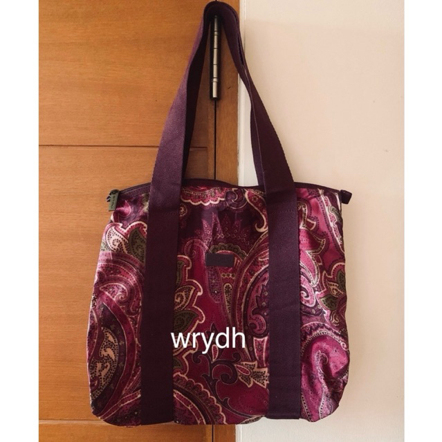 Tote bag Etro JPN tas kain tas ungu motif paisley tas ringan