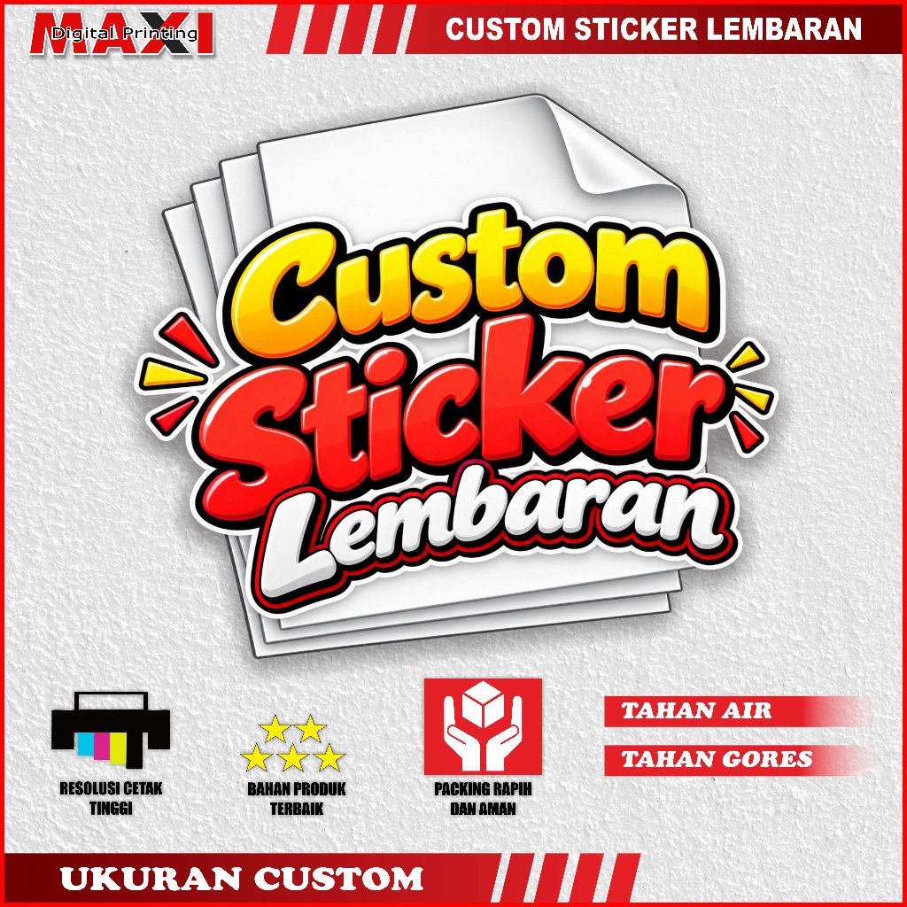 Custom Stiker Lembaran A3, A4 / Print UV