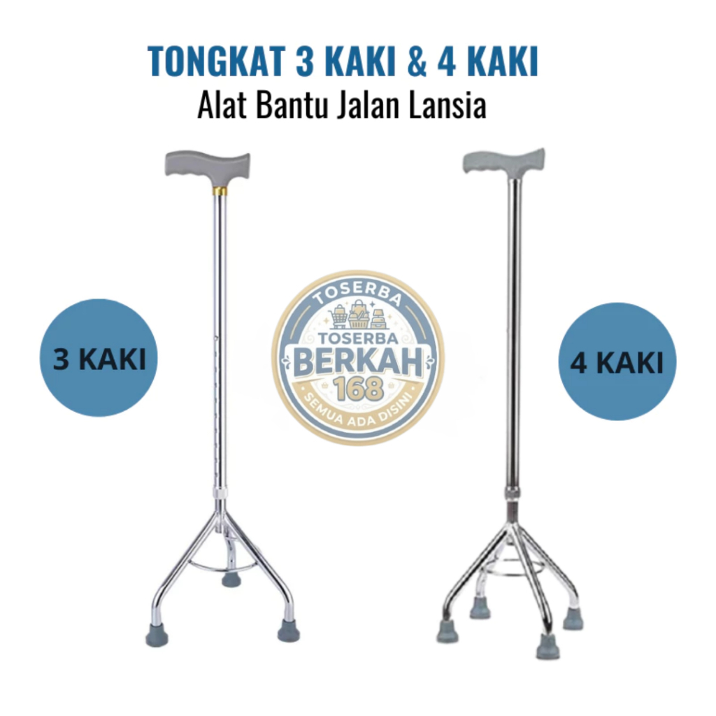 Tongkat Jalan Lansia Kaki 3 / Tongkat Jalan Lansia Kaki 4 / Tongkat Lansia / Alat Bantu Jalan Lansia