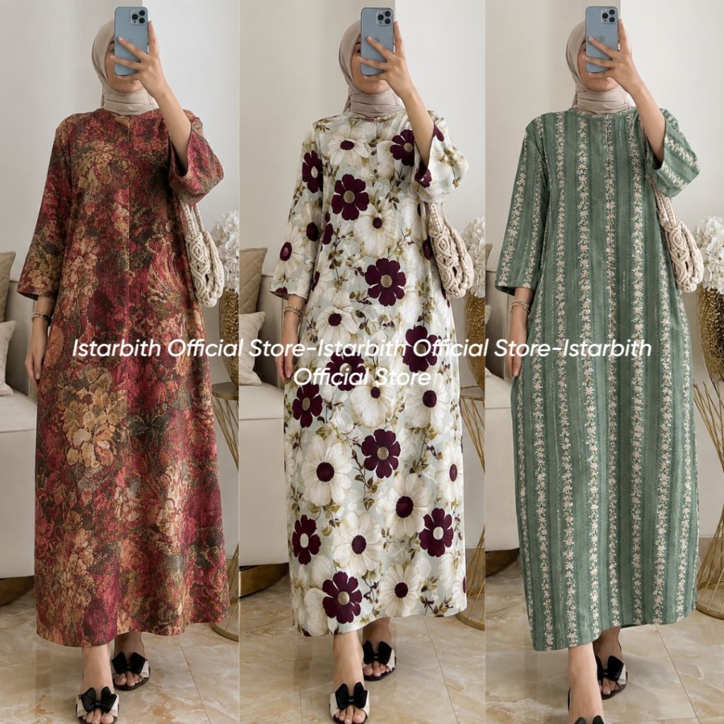 Daster Gamis Rayon Premium Motif Kekinian - Daster Daily Lengan 3/4 - Daster Adem Busui Friendly VOL