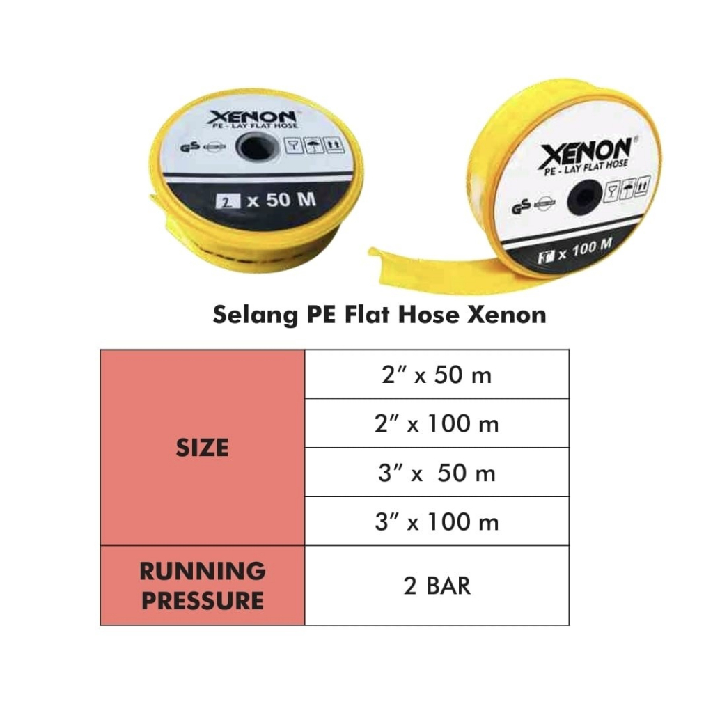 XENON SELANG PE PLASTIK IRIGASI POMPA SAWAH PE FLAT HOSE
