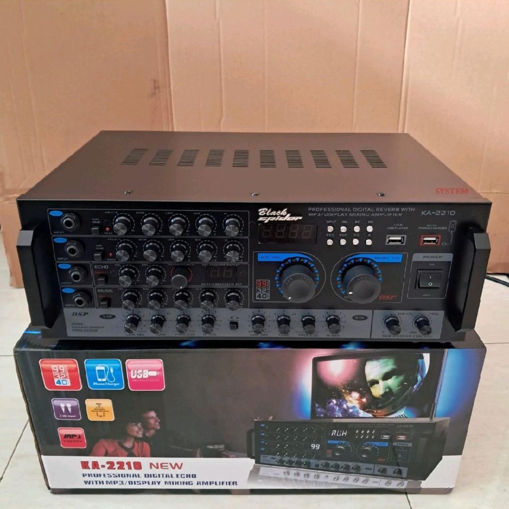 POWER AMPLI MIXER AMPLIFIER BLACK SPIDER KA2210 DSP KA 2210 DSP KA-2210 DSP USB BLUETOOTH EFEK REVER