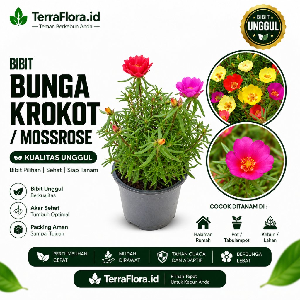 Bibit Bunga Mossrose Krokot Warna-Warni | Tanaman Hias Berbunga | Cocok untuk Pot dan Pekarangan