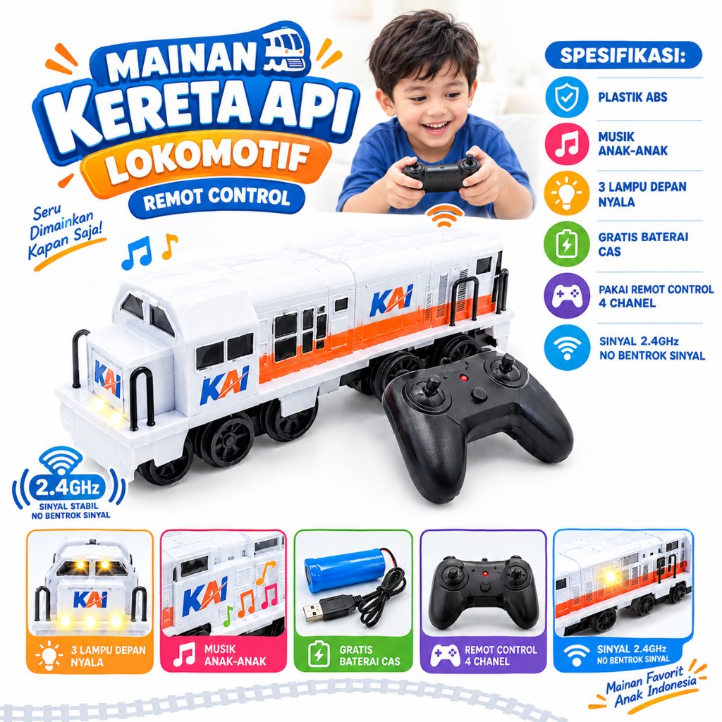 Nekofast- Mainan Kereta Api Indonesia Remor Control- gerbong rangkaian kereta api RC