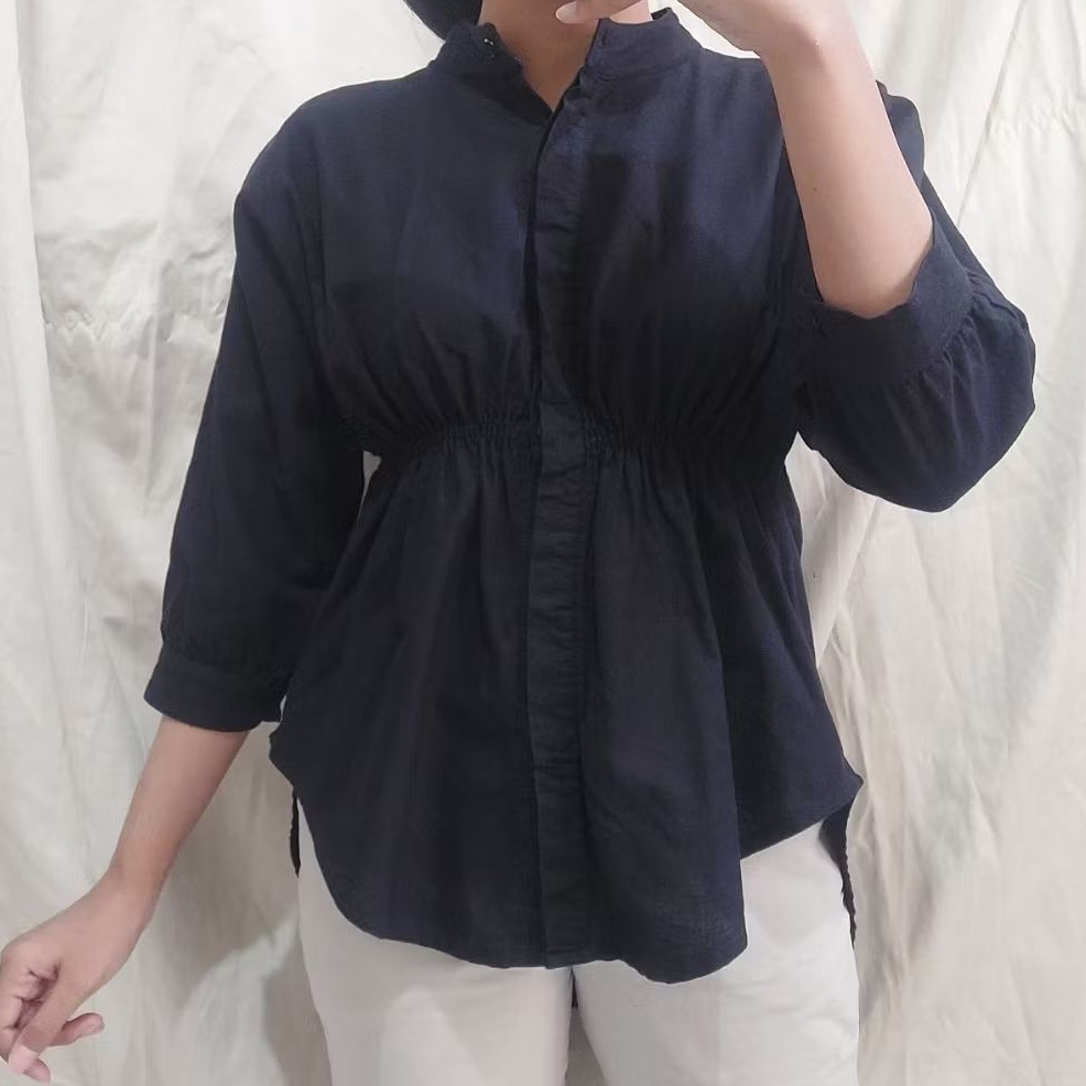 preloved blouse linen hitam | preloved kemeja linen
