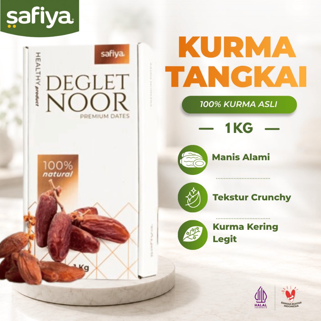 Safiya Kurma Tunisia Tangkai 1 Kg Deglet Noor Premium